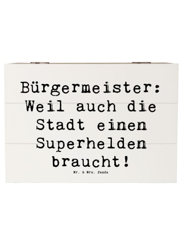 Mr. & Mrs. Panda Holzkiste Spruch Bürgermeister Superheld mit Sp... in Weiß