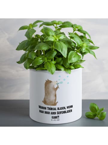 Mr. & Mrs. Panda Blumentopf Bär Seifenblasen mit Spruch in Weiß