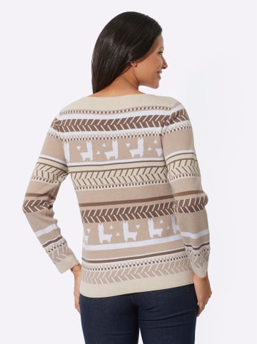 Sieh an! Jacquard-Pullover in beige-schoko-gemustert