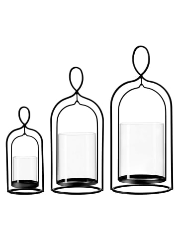 Ritzenhoff & Breker 3-tlg. Windlichter-Set Nero in Schwarz-Transparent – in schwarz-transparent