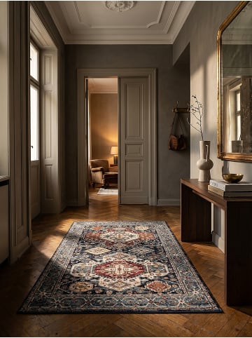 KADIMA DESIGN Hochflor-Teppich Kuschelig GLAZERT Geometrisch Weich Berber in Multicolor-Blau
