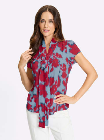 Heine Kurzarm-Bluse in erdbeere-eisblau-bedruckt