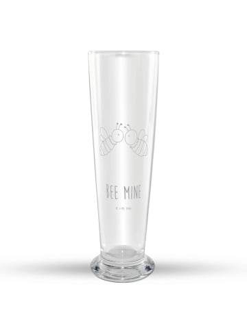 Mr. & Mrs. Panda Glas mit Gravur Biene Liebe mit Spruch in Transparent