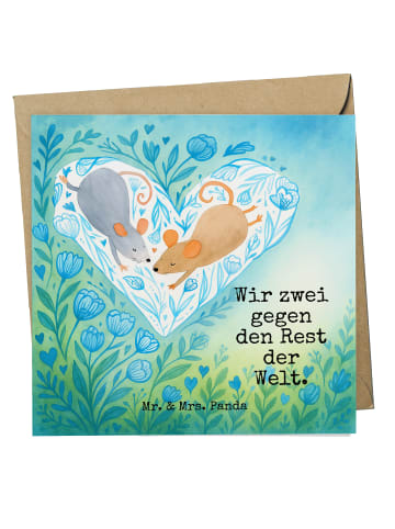 Mr. & Mrs. Panda Deluxe Karte Mäuse Herz Design mit Spruch in Weiß