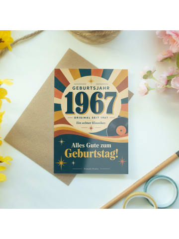 Geburtstagskarte 59. Geburtstag Zahl nostalgisc... in Weiß