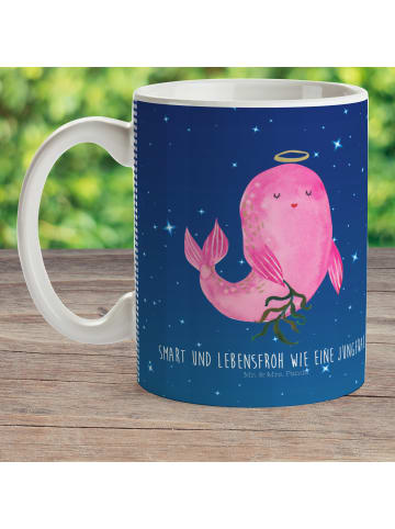 Mr. & Mrs. Panda Tasse Sternzeichen Jungfrau mit Spruch in Sternenhimmel Blau
