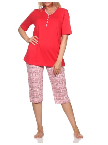 NORMANN Kurzarm Capri Schlafanzug Pyjama Ethnolook in pink