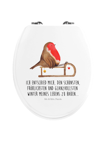 Mr. & Mrs. Panda WC Brille Rotkehlchen Schlitten mit Spruch in Weiß