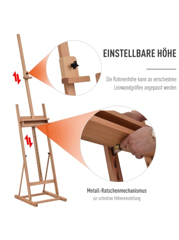 Vinsetto Staffelei-B53 x T50,5 x H171-230 cm-Natur