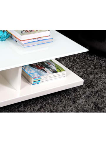 SalesFever Couchtisch mit Soft-Close-Schubladen, 2 offene Fächer und Glasplatte in Weiß