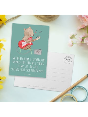 Mr. & Mrs. Panda Postkarte E-Gitarre Timing mit Spruch in Meeresbrise