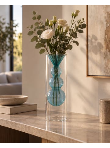 Beliani Blumenvase KALOCHI in Transparent/Blau - (W) 7 x (H) 27 x (L) 7 cm