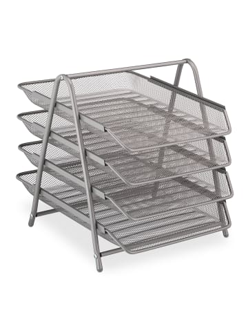 relaxdays Dokumentenablage in Silber - (B)30 x (H)32,5 x (T)35 cm