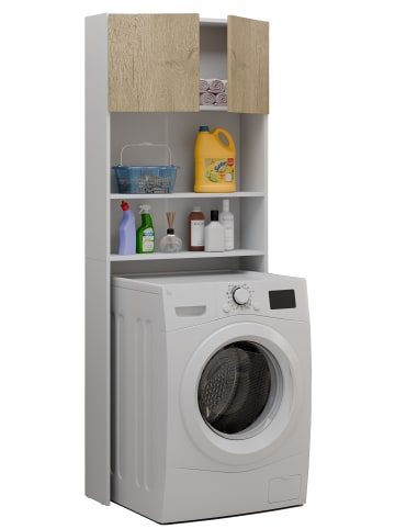VCM Holz Überbauschrank Waschmaschine Überbau Goralo in Weiß / Honig-Eiche