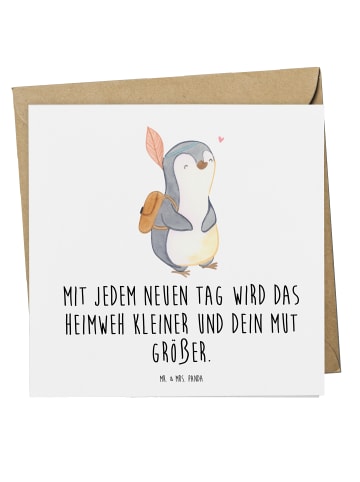 Mr. & Mrs. Panda Klappkarte Heimweh überwinden Mut mit Spruch in Weiß