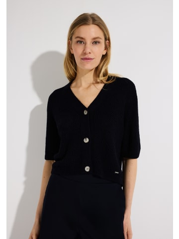 More & More kurze, shiny Struktur-Strickjacke in marine