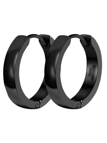 Adeliás Damen Ohrringe – Klappcreole aus Edelstahl in schwarz