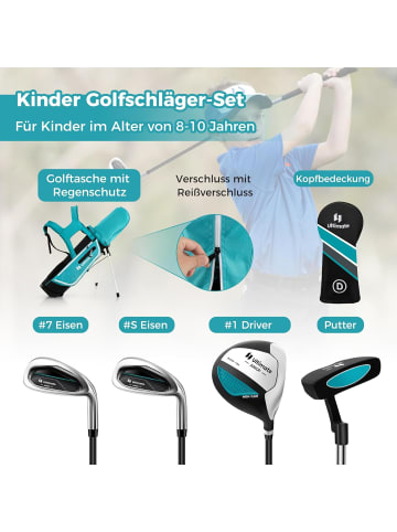 COSTWAY Golfschläger 4 tlg. Set 8-10 Jahren in Blau