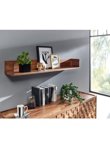 FineBuy Wandregal in Braun / Sheesham / 120x20x15