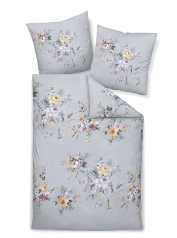 Traumschloss Mako Satin Bettwäsche Deluxe - Blumen - grau, violett in lila