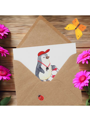 Mr. & Mrs. Panda Grußkarte Bademeister schützend mit Spruch in Weiß