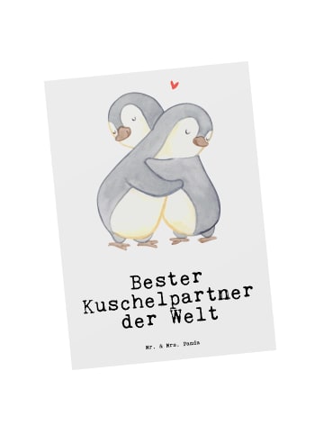Mr. & Mrs. Panda Postkarte Pinguin Bester Kuschelpartner der Wel... in Weiß