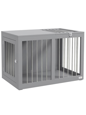 Pawhut Hundekäfig Grau 80L x 50B x 56,5H cm