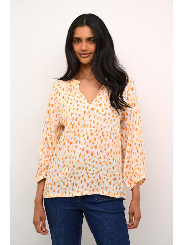 Kaffe Langarm-Bluse KAsigrid in White/Orange Graphic Dots