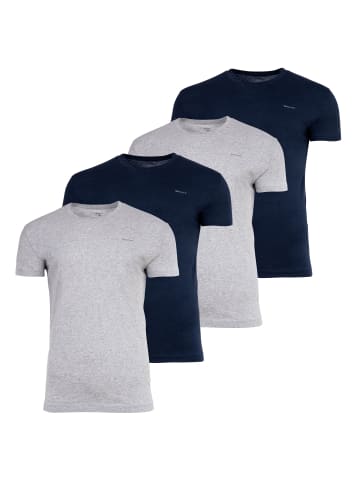 Gant T-Shirt 4er Pack in Hellgrau/Marineblau