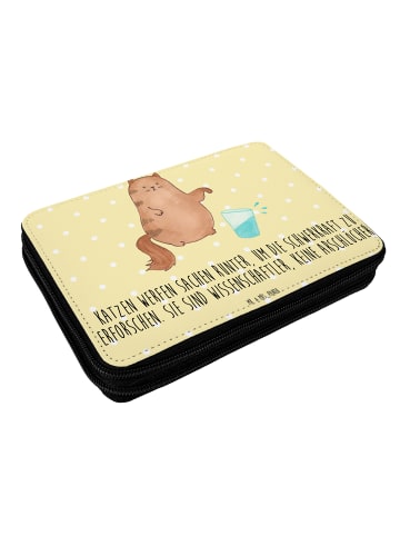 Mr. & Mrs. Panda Schulmäppchen Katze Wasserglas mit Spruch in Gelb Pastell