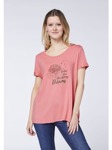 Gardena T-Shirt mit dezentem, floralem Frontprint in Pink