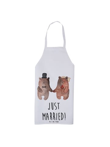 Mr. & Mrs. Panda Schürze Bär Heirat mit Spruch in Weiß