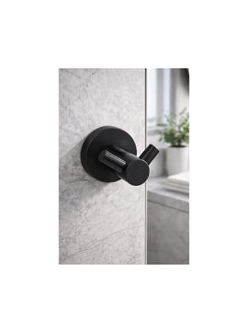 Melvion Doppel Handtuchhaken Schwarz Edelstahl ACA65S
