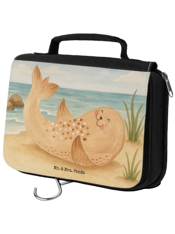 Mr. & Mrs. Panda Schminktasche Robbe Liegen Design ohne Spruch in Weiß