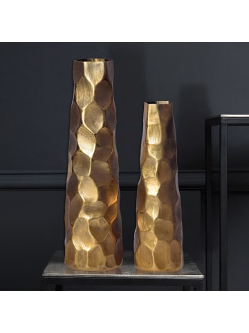 FineBuy Blumentopf in Gold / Aluminium / 15x15x49