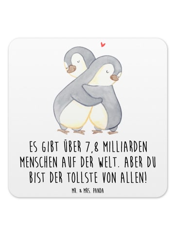 Mr. & Mrs. Panda Untersetzer Pinguine Kuscheln mit Spruch in Weiß