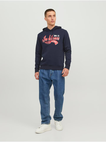 Jack & Jones Kapuzenpullover Sweater mit Print JJELOGO in Navy