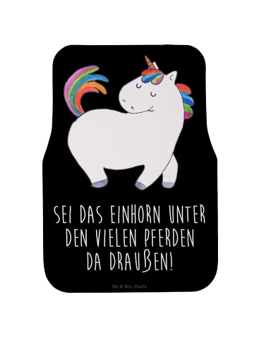 Mr. & Mrs. Panda Fahrer Autofußmatte Einhorn Stolzieren mit Spruch in Schwarz