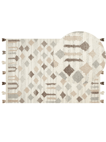 Beliani Kelim KAGHTSRASHEN in Bunt/Beige/Grau - (W) 160 x (L) 230 cm