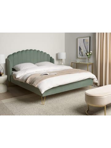 Beliani Doppelbett AMBILLOU in Grün/Gold - (W) 177 x (H) 126 x (L) 214 cm