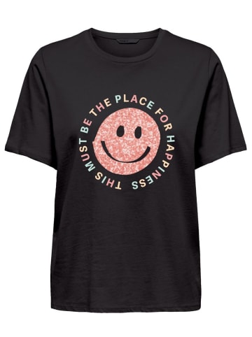 ONLY T-Shirt 'KITA HAPPY LIFE' Schwarz