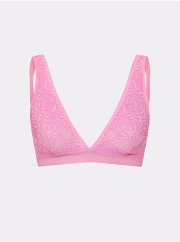 Erlich Textil  Iconic Lace bügelloser Plunge BH große Cups mittlerer Halt aus nachhaltiger Spitze - verstellbare Träger in bubblegum