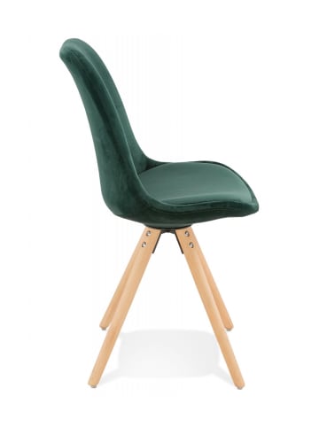 KADIMA DESIGN Vintage Samt Stuhl RICKY | Skandinavischer Polsterstuhl Grün in Grün-Beige
