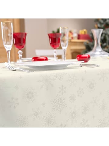 Douceur d’Intérieur Weihnachtstischdecke Jacquard, FLOCONS in Golden, (B) 300 x (L) 140 cm