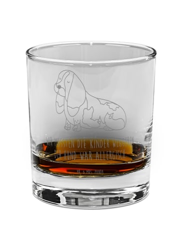 Mr. & Mrs. Panda Whiskyglas Hund Basset Hound mit Spruch in Transparent