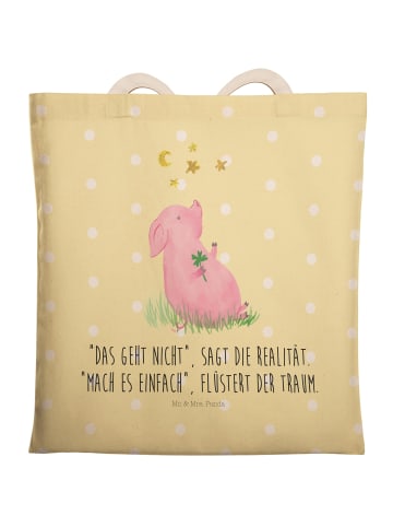 Mr. & Mrs. Panda Stoffbeutel Schwein Glück mit Spruch in Gelb Pastell