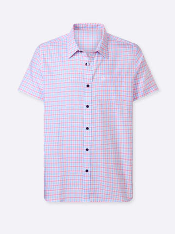 WITT WEIDEN Kurzarmhemd in himmelblau-fuchsia-kariert