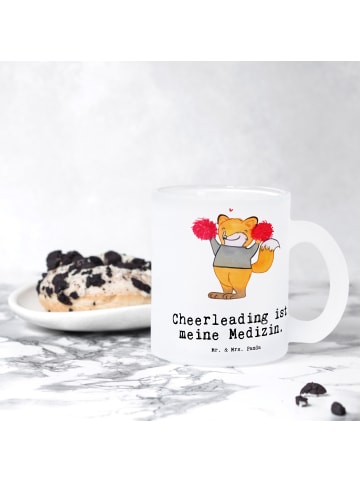 Mr. & Mrs. Panda Teetasse Fuchs Cheerleader mit Spruch in Transparent