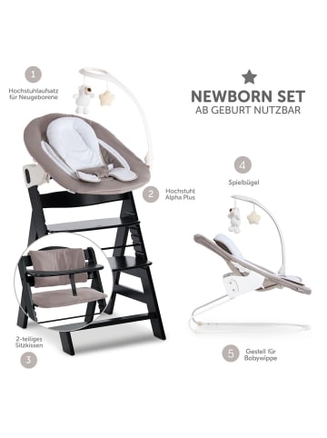 Hauck Alpha Plus Black 4-tlg. Newborn Set in schwarz,beige