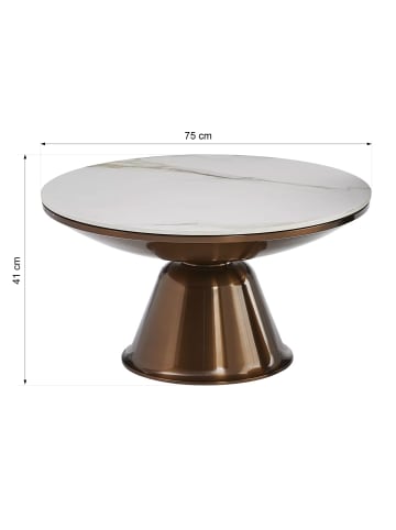 Feldmann-Wohnen 2er-Set Couchtisch Vera weiß Marmor / kupferfarben 125 / 75 / 49,5cm